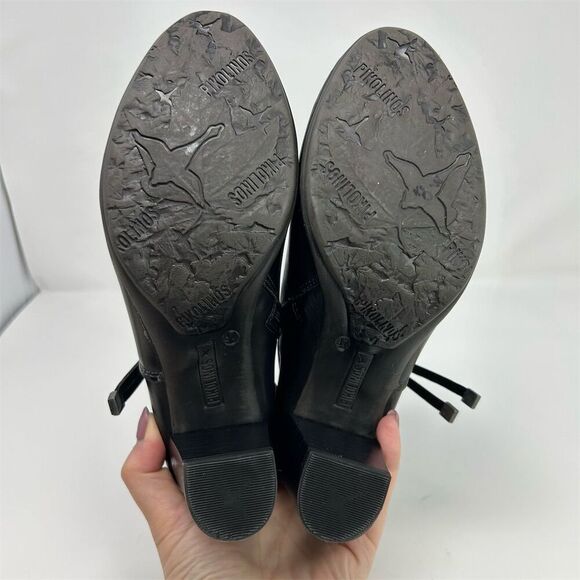 Pikolinos Black Leather Heeled Ankle Booties Size 37 (US 6.5-7) Classic Fall - Picture 10 of 13